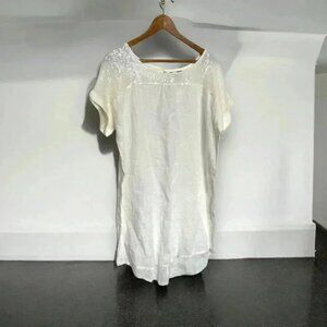 NWT ITALIAN LINEN DRESS WITH SEQUINS SHABBY CHIC COTTAGECORE COASTAL COWGIRL L